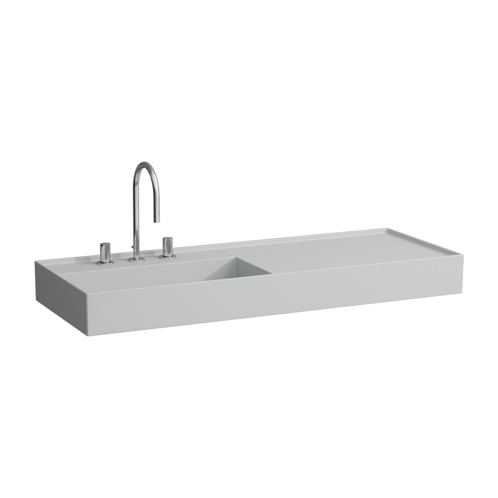Laufen Lavabo Kartell 460x1200x150 mm, rangement à droite, avec 1 trou de robinet, sans trop-plein, gris mat