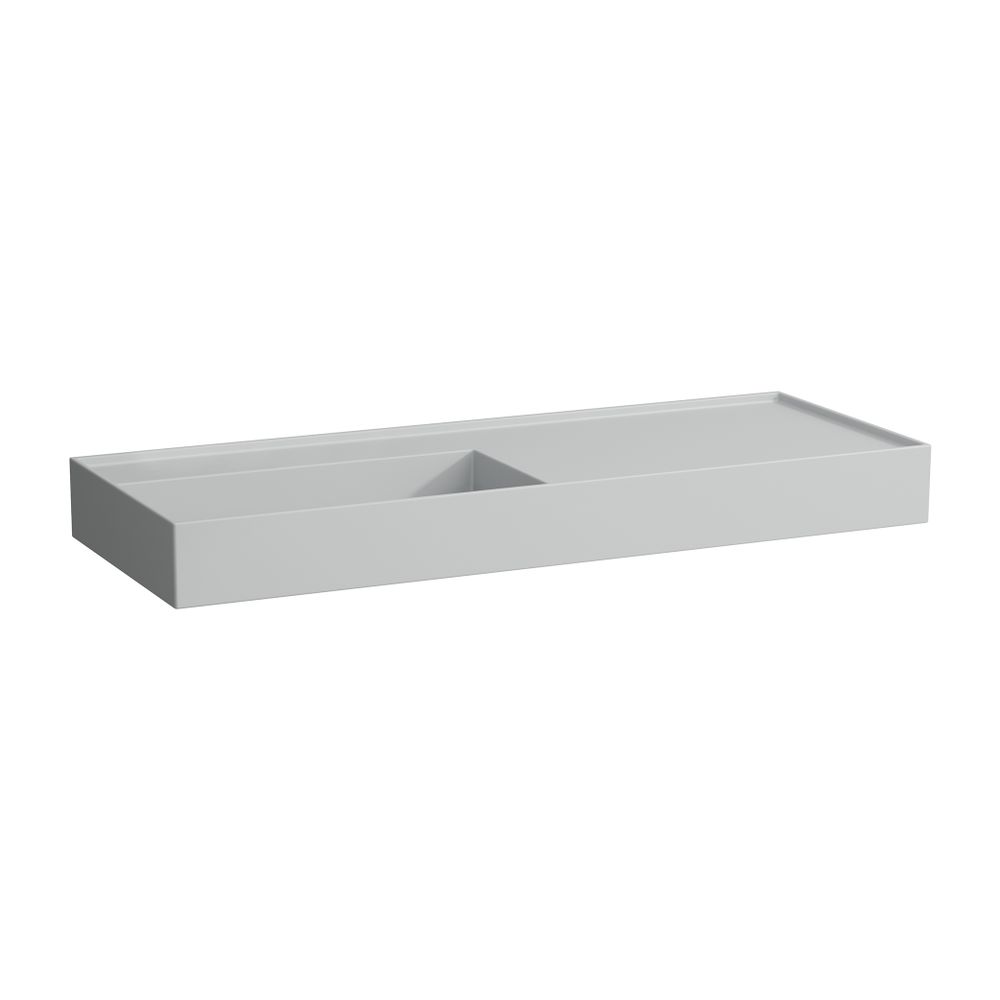 Lavabo Laufen Kartell 460x1200x150mm, rangement à droite, sans trou de robinetterie ni trop-plein, évacuation encastrée, Gris mat