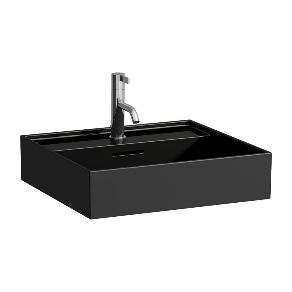 Laufen Lavabo Kartell 460x500x145mm, avec 1 trou de robinetterie et trop-plein, Noir brillant