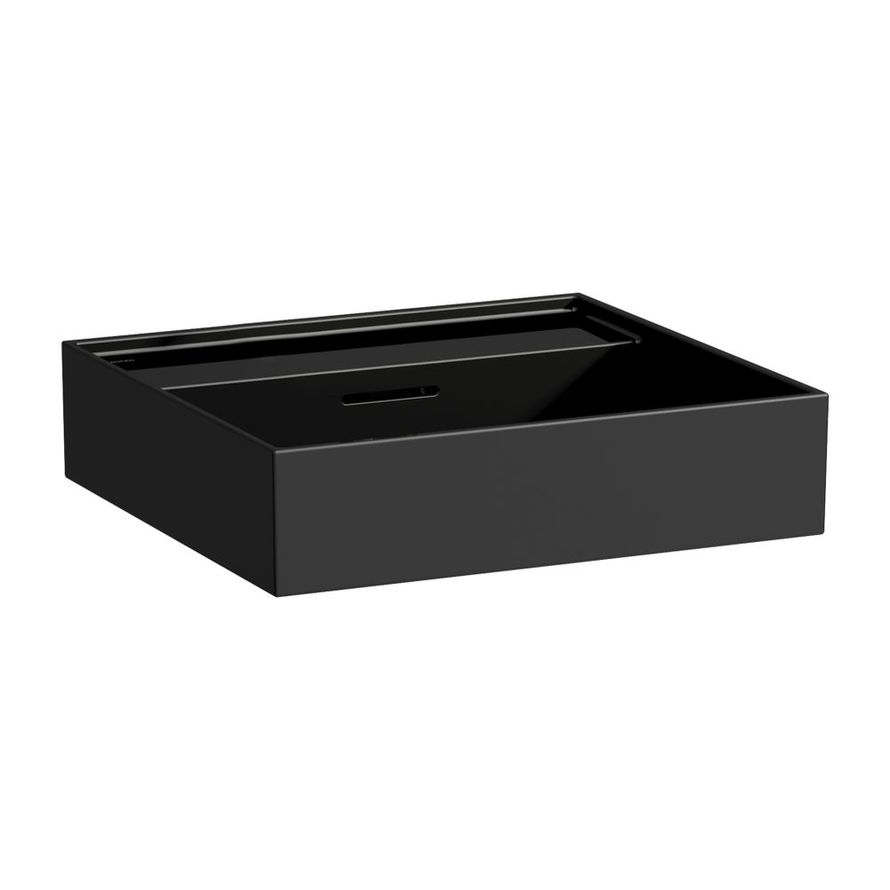 Laufen Lavabo Kartell 460x500x145 mm, sans trou de robinet, avec trop-plein, noir brillant
