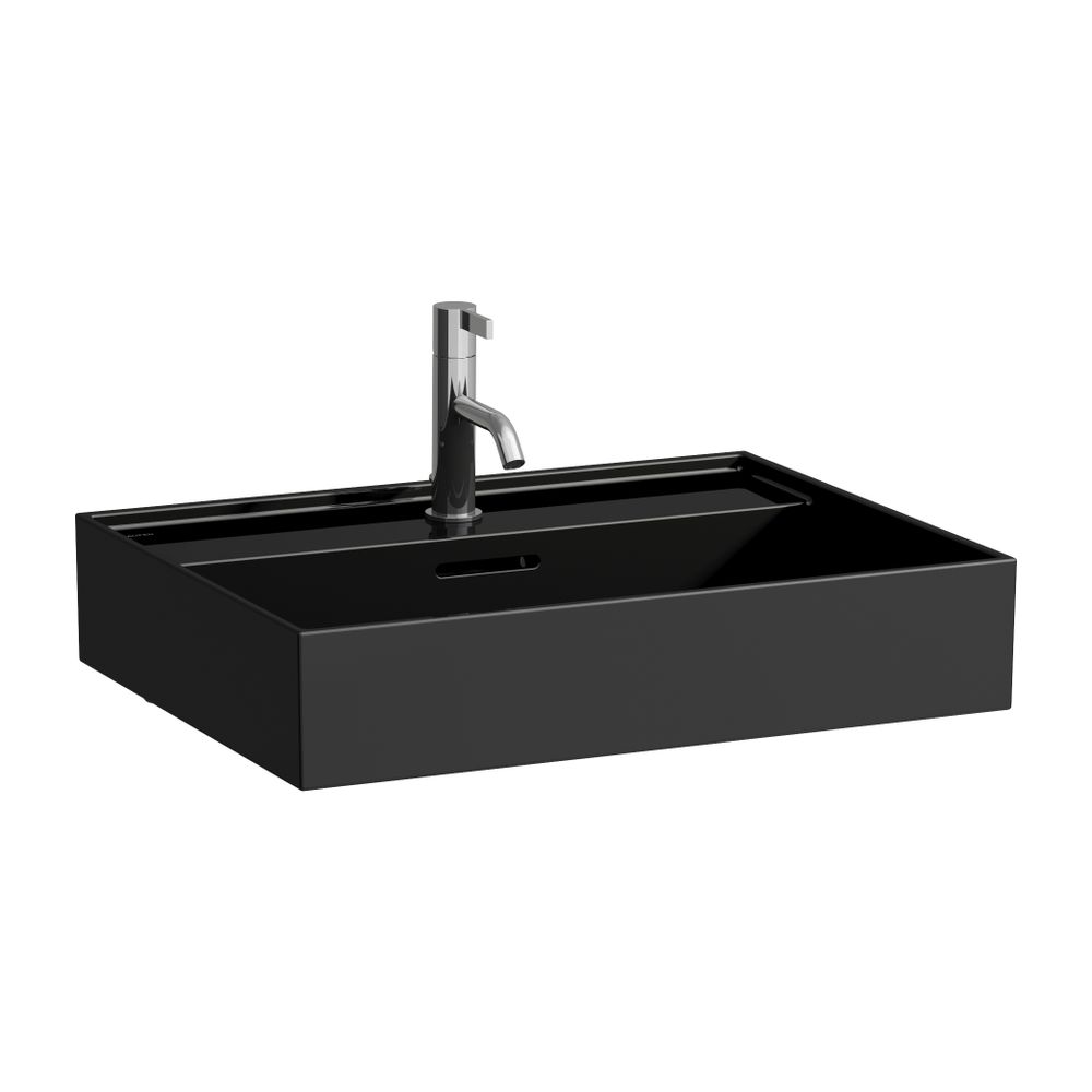 Laufen Lavabo Kartell 460x600x145mm, avec 1 trou de robinet et trop-plein, Noir brillant