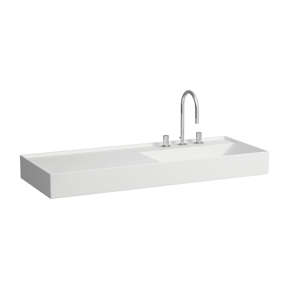 Laufen Lavabo Kartell 460x1200x150mm, rangement à gauche, avec 1 trou de robinetterie, sans trop-plein, évacuation dissimulée, blanc mat