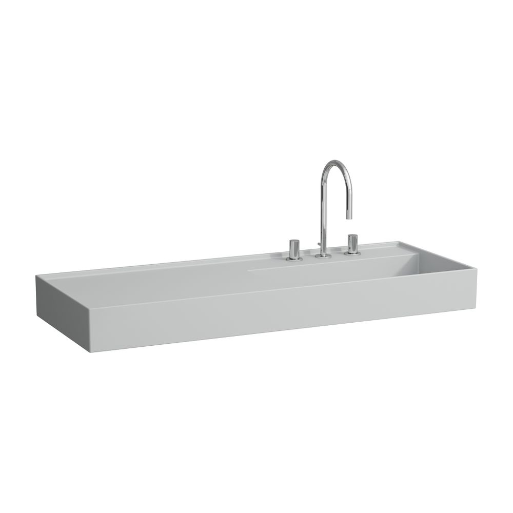 Laufen Lavabo Kartell 460x1200x150 mm, rangement à gauche, avec 1 trou de robinet, sans trop-plein, évacuation encastrée, gris mat