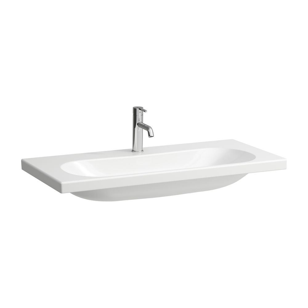 Laufen Meuble-lavabo à poser Lua 460x1000x180 mm, avec 1 trou de robinetterie, sans trop-plein, canal de trop-plein fermé en bas, Blanc