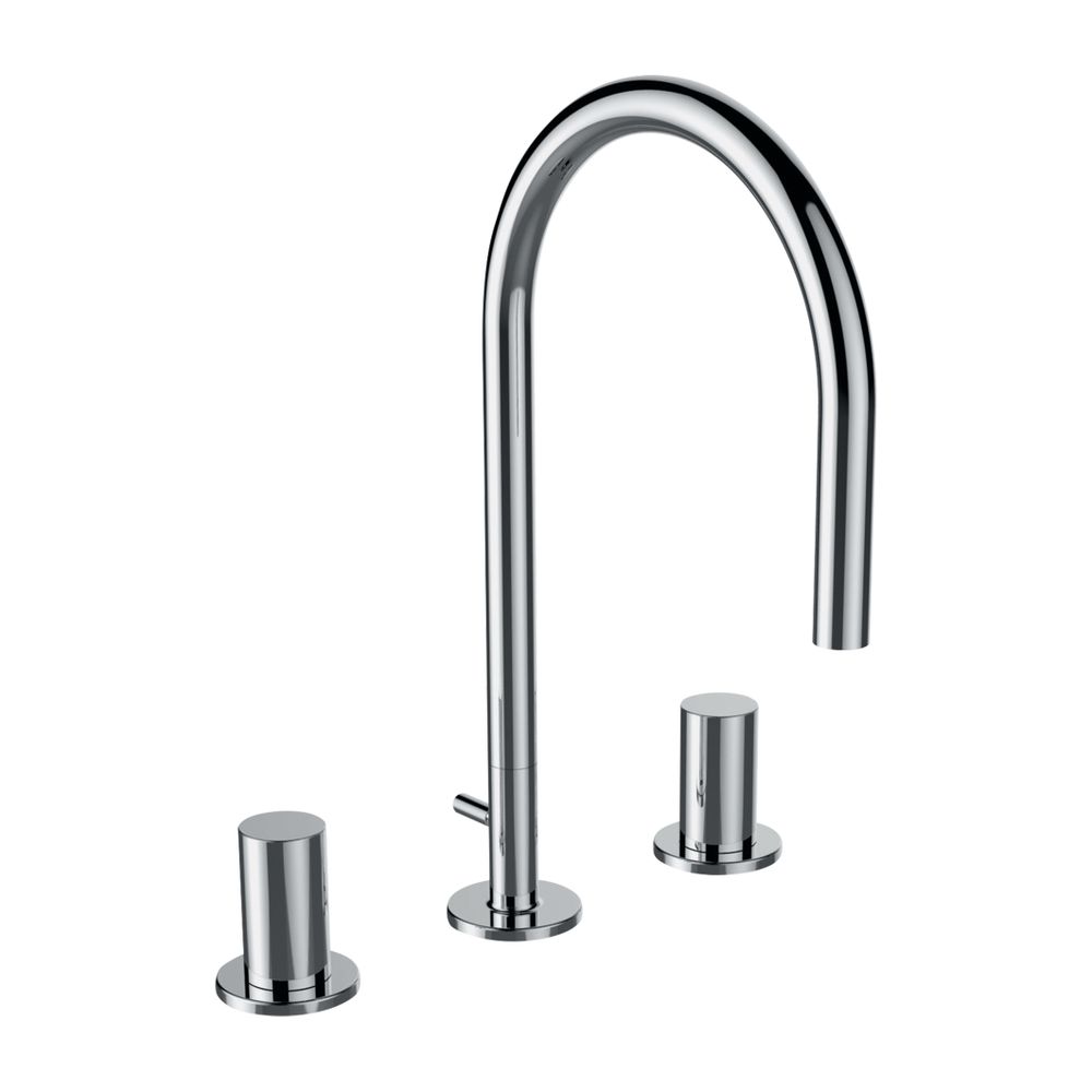 Mitigeur de lavabo 3 trous KARTELL de Laufen, bec orientable 166 mm, avec bonde, chromé