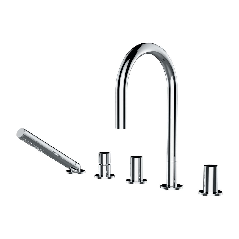 Laufen 5 trous robinetterie de baignoire Kartell, bec fixe, portée 173 mm, sans plaque de fixation, flexible 2000 mm, chromé