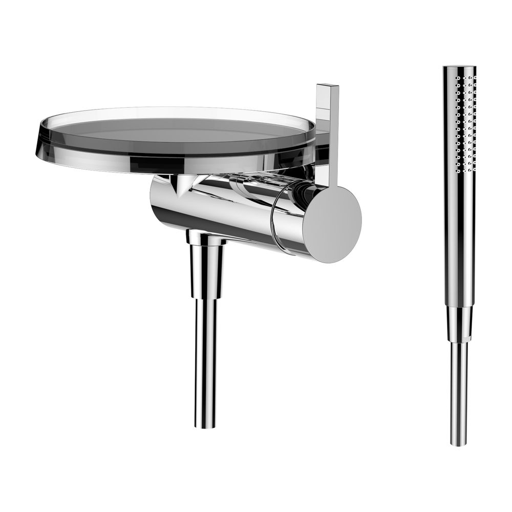 Mitigeur monocommande LAUFEN Kartell avec disque, pour Simibox 1-Point avec flexible 180 cm, chromé/transparent