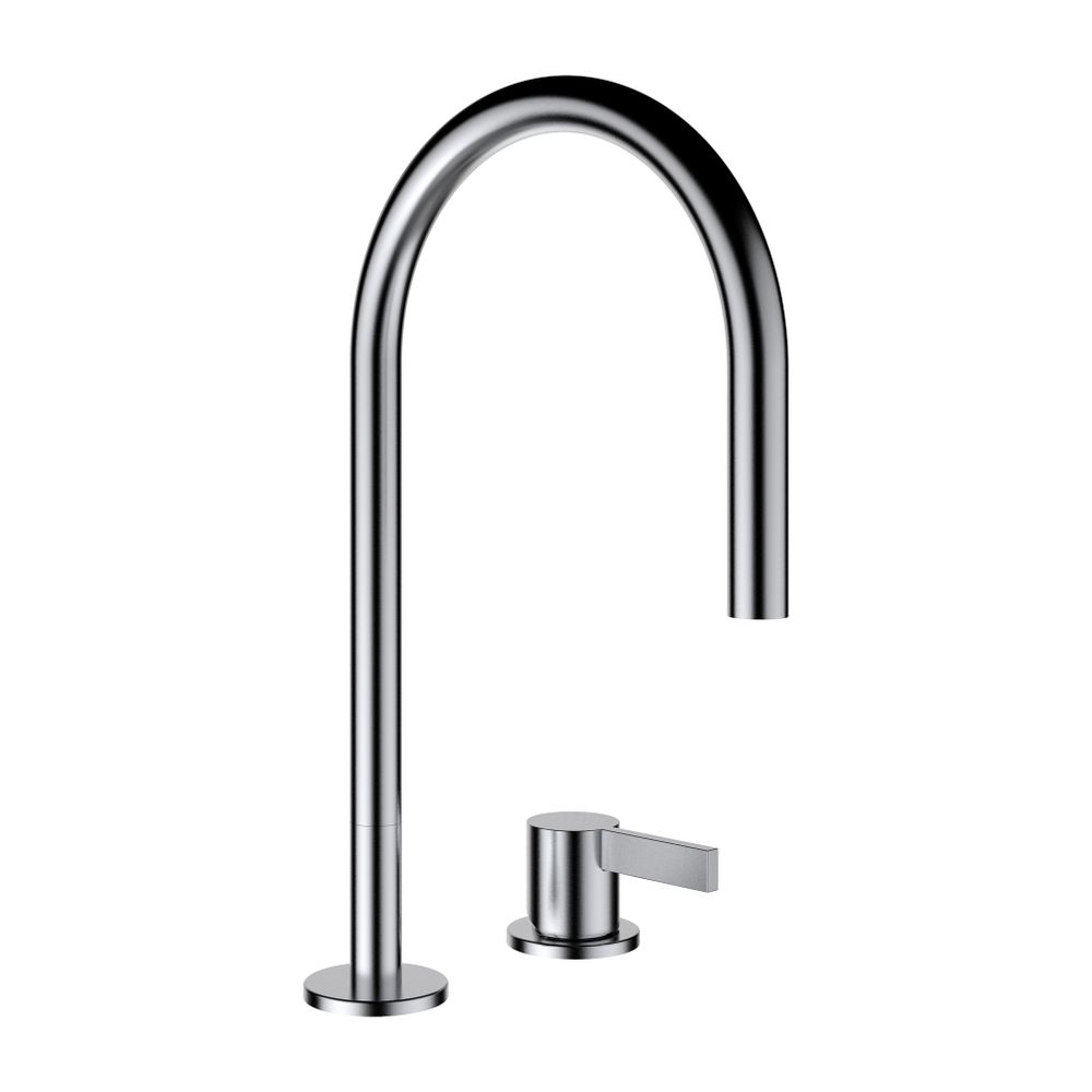 Robinet de lavabo monocommande Laufen Kartell 2 trous, bec orientable 166mm, sans clapet de vidange, acier inoxydable brossé PVD