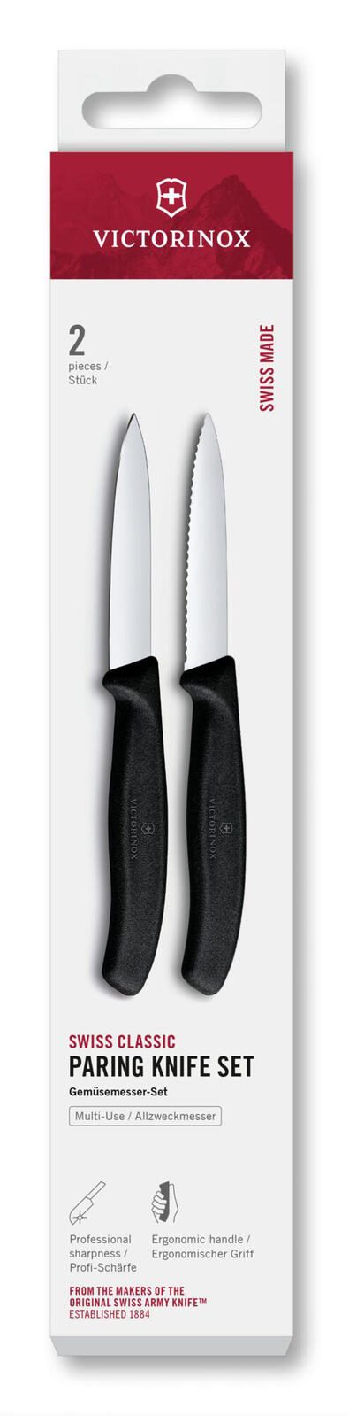 Couteau à légumes VICTORINOX Swiss Classic 8 cm, noir (lot de 2) — lot de 2 pièces