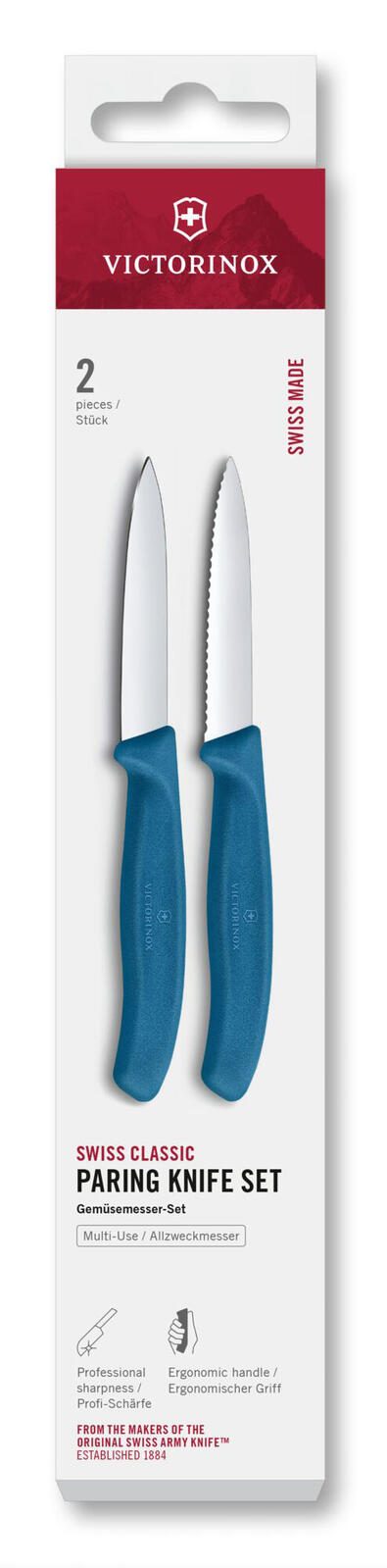 Couteau à légumes Victorinox Swiss Classic 8 cm, bleu 1 boîte = 2 pièces — lot de 2 pièces
