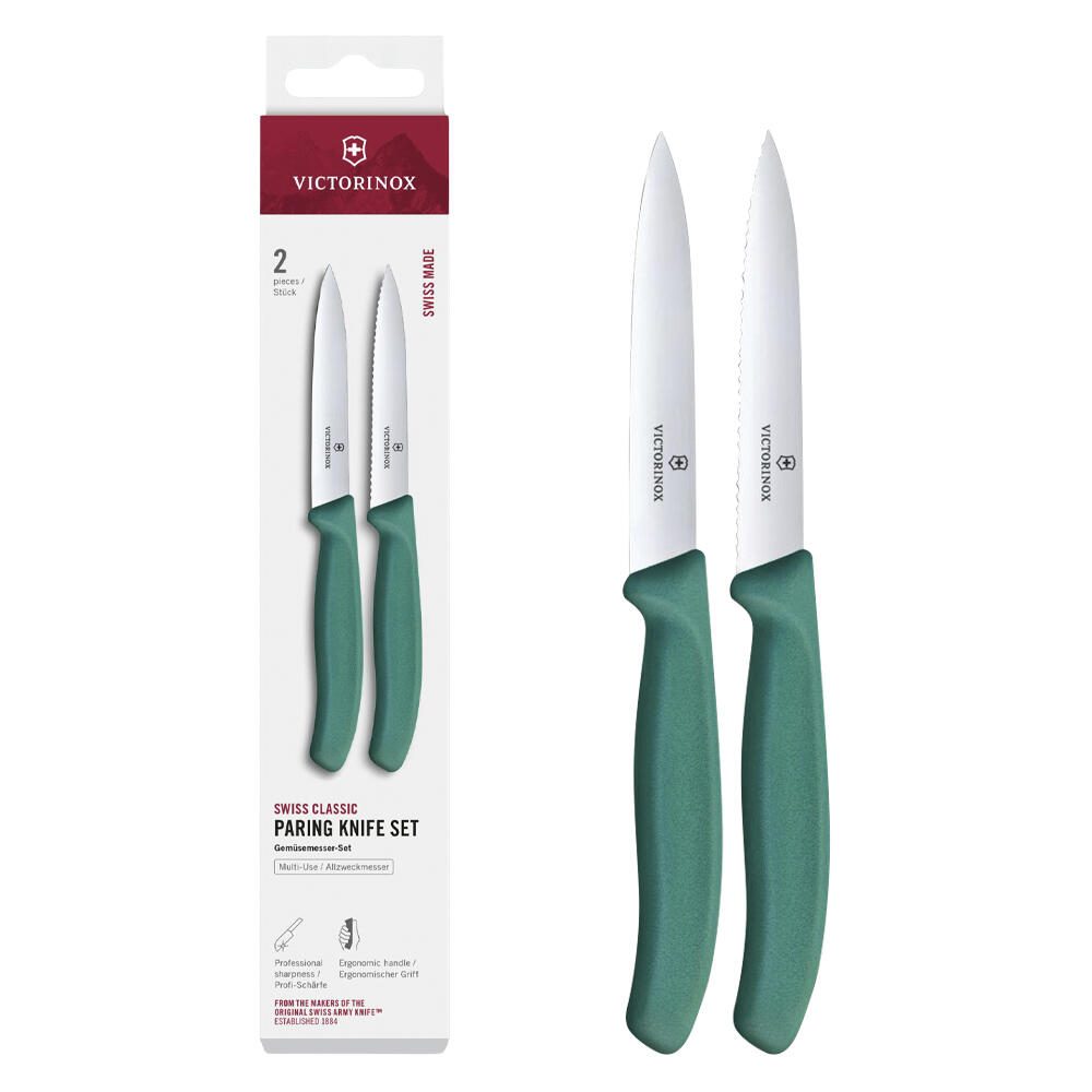Couteau à légumes VICTORINOX Swiss Classic 10 cm, vert 1 boîte = 2 pièces — lot de 2 pièces
