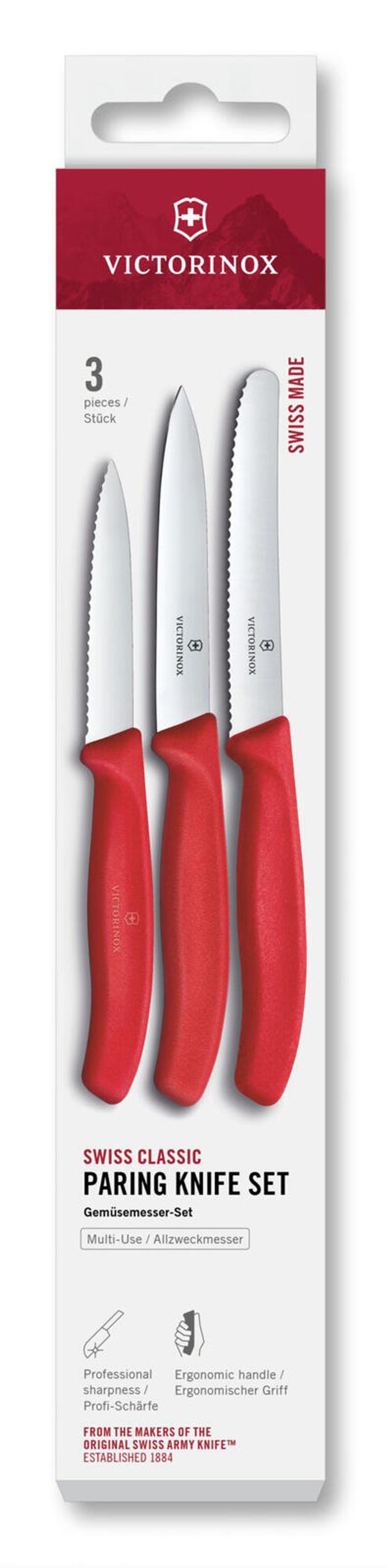 Couteau à légumes Victorinox Swiss Classic 11 cm, rouge 1 pack = 3 pièces — lot de 3 pièces
