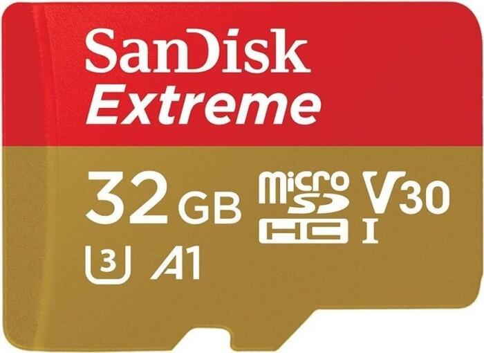 Carte mémoire microSDHC SanDisk Extreme 32 Go + adaptateur SD 100 Mo/s, A1, C10, V30, UHS-I, U3