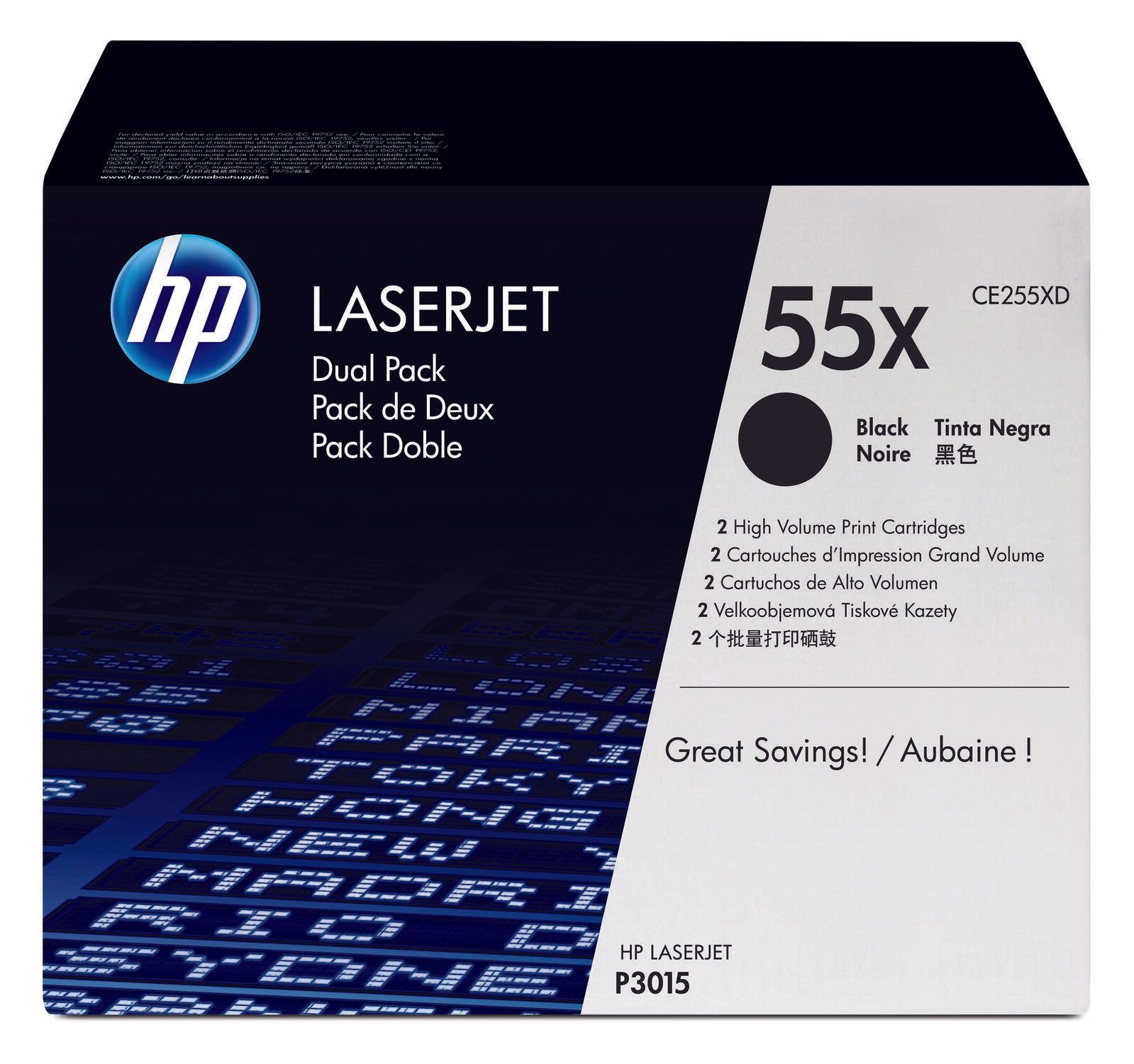 Cartouche de toner HP Original 55X noir haute capacité 2 x 12 500 pages (CE255XD)