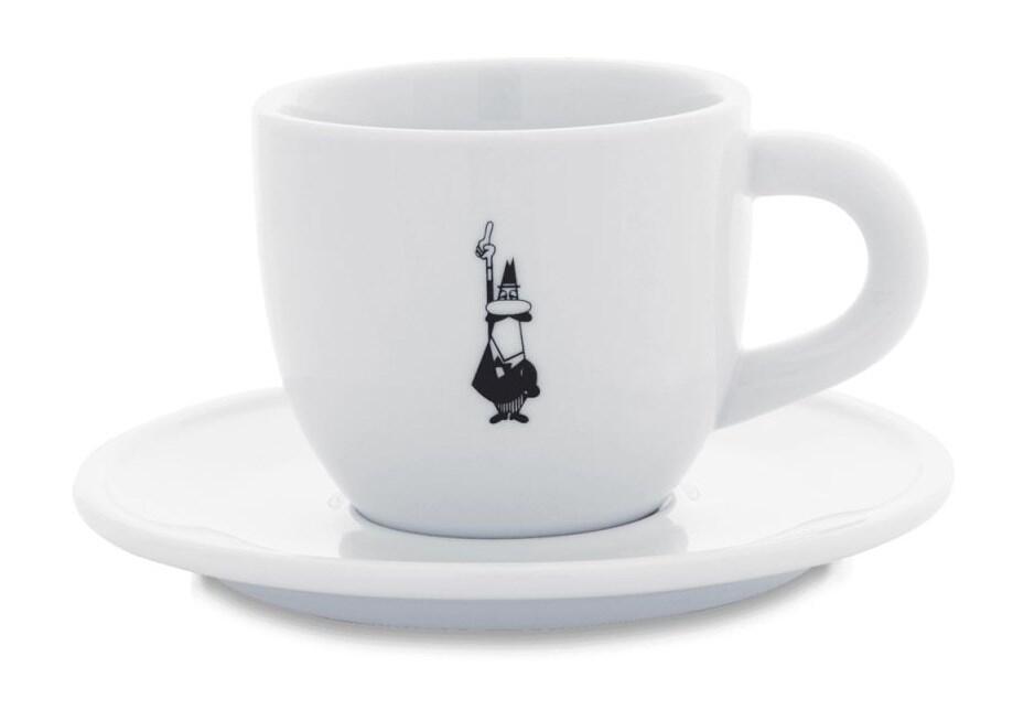 Bialetti Cappuccinotasse Istituzionale avec soucoupe - Porcelaine - blanc - 240 ml