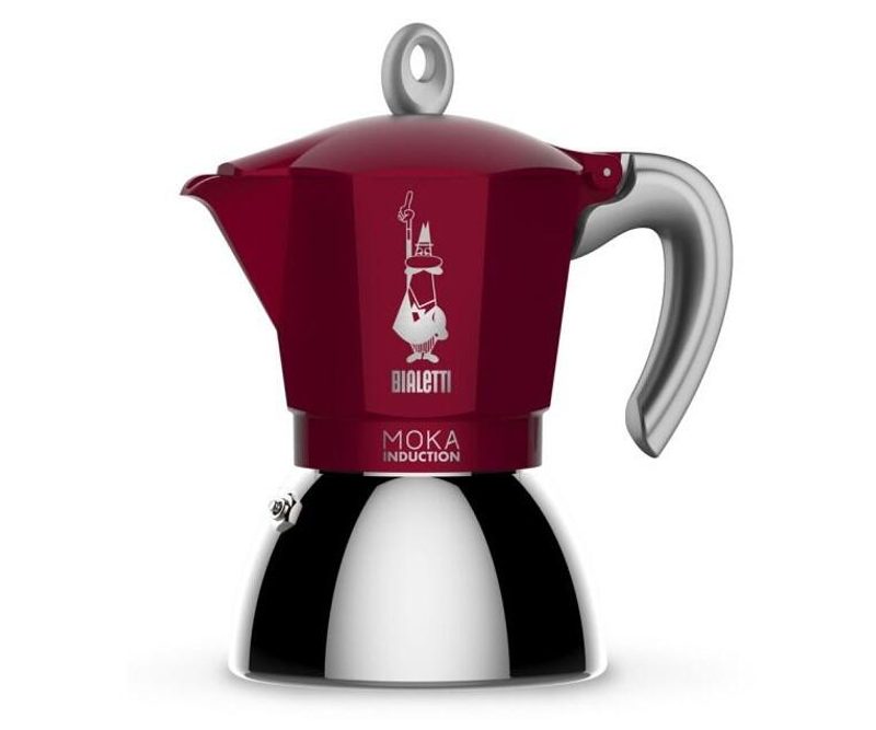 Bialetti Moka Induction - Cafetière à induction avec cuve Bi-Layer - rouge - pour 2 tasses