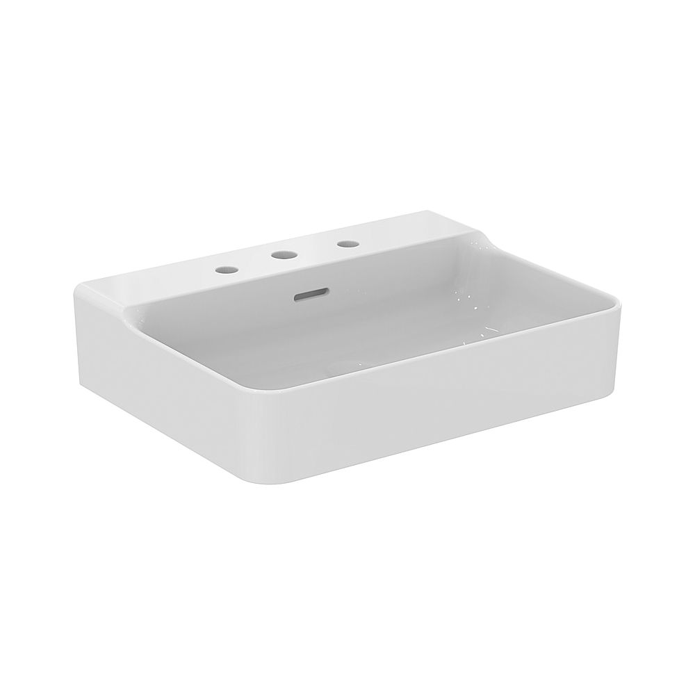 Lavabo Ideal Standard Conca, 3 trous de robinetterie, avec trop-plein 600x450x165mm, Blanc