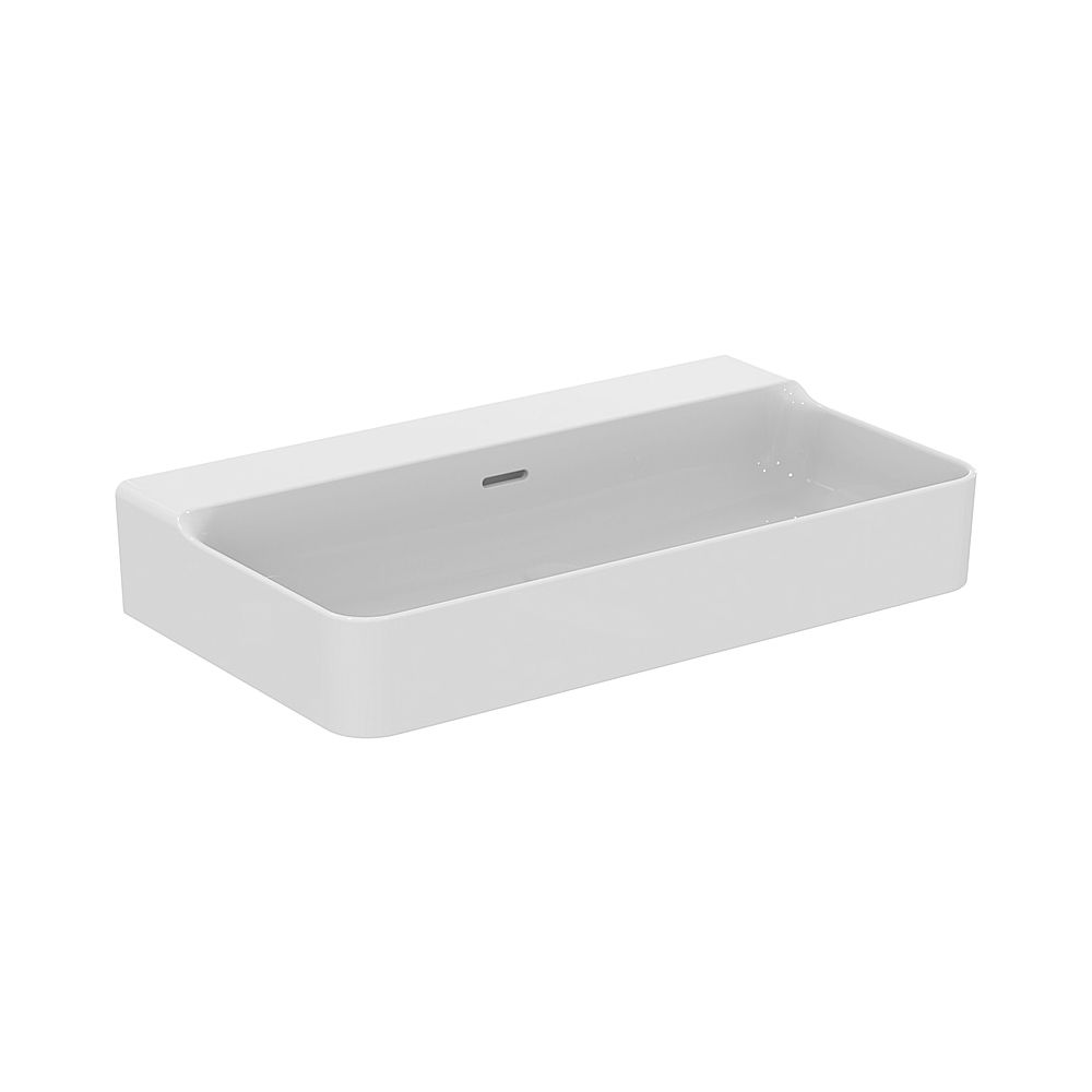 Lavabo Ideal Standard Conca, sans trou de robinetterie, avec trop-plein 800x450x165mm, Blanc