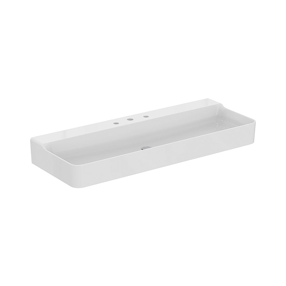 Ideal Standard Lavabo Conca, 3 trous de robinetterie, sans trop-plein 1200x450x145mm, poli, blanc