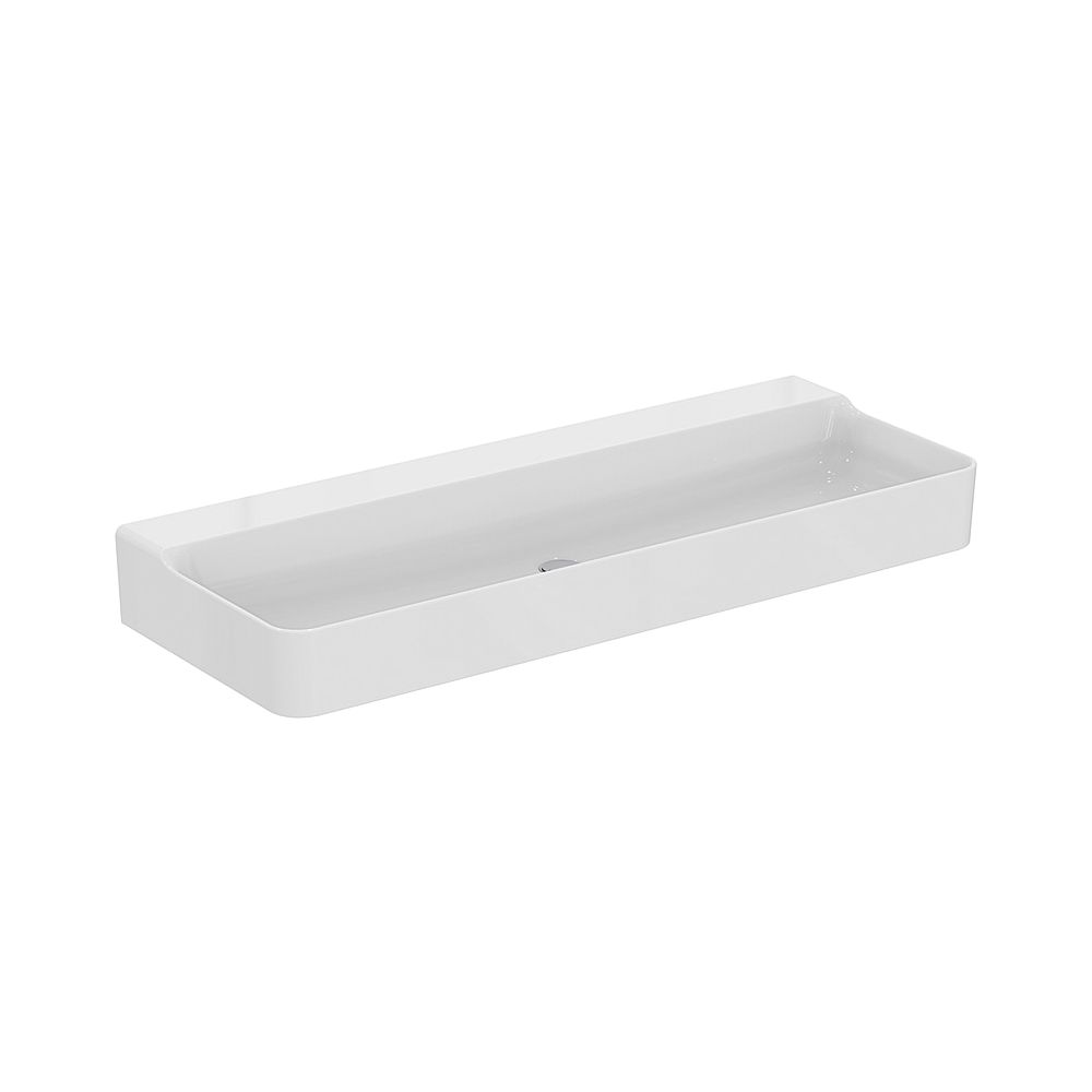 Lavabo Ideal Standard Conca, sans trou de robinet, sans trop-plein 1200x450x145 mm, poli, blanc