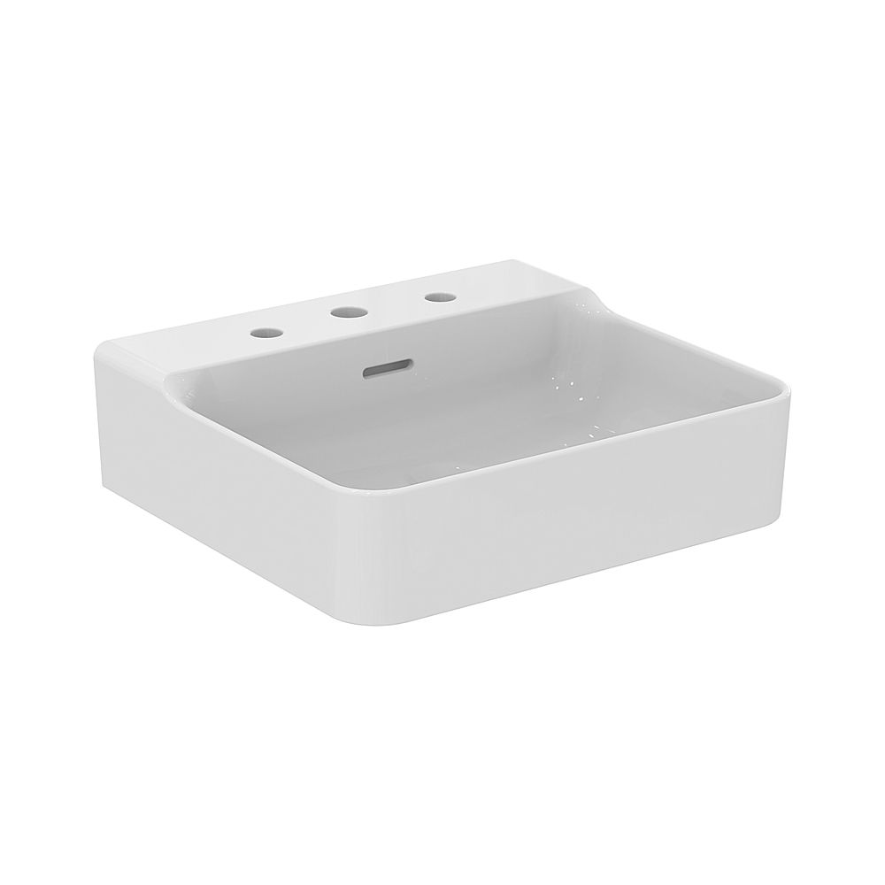Lavabo Ideal Standard Conca, 3 trous de robinetterie, avec trop-plein 500x450x165mm, Blanc avec IdealPlus