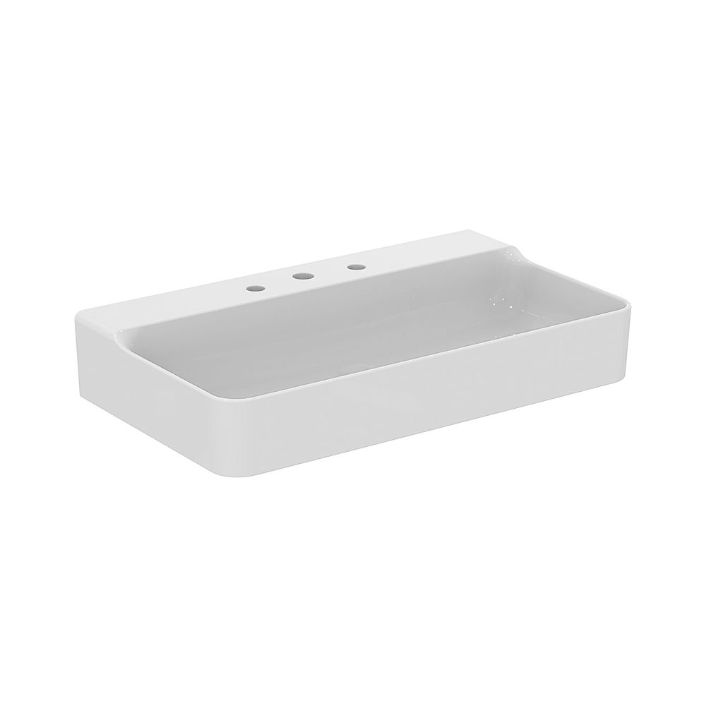 Ideal Standard Lavabo Conca, 3 trous de robinet, sans trop-plein 800x450x145mm, Blanc avec IdealPlus