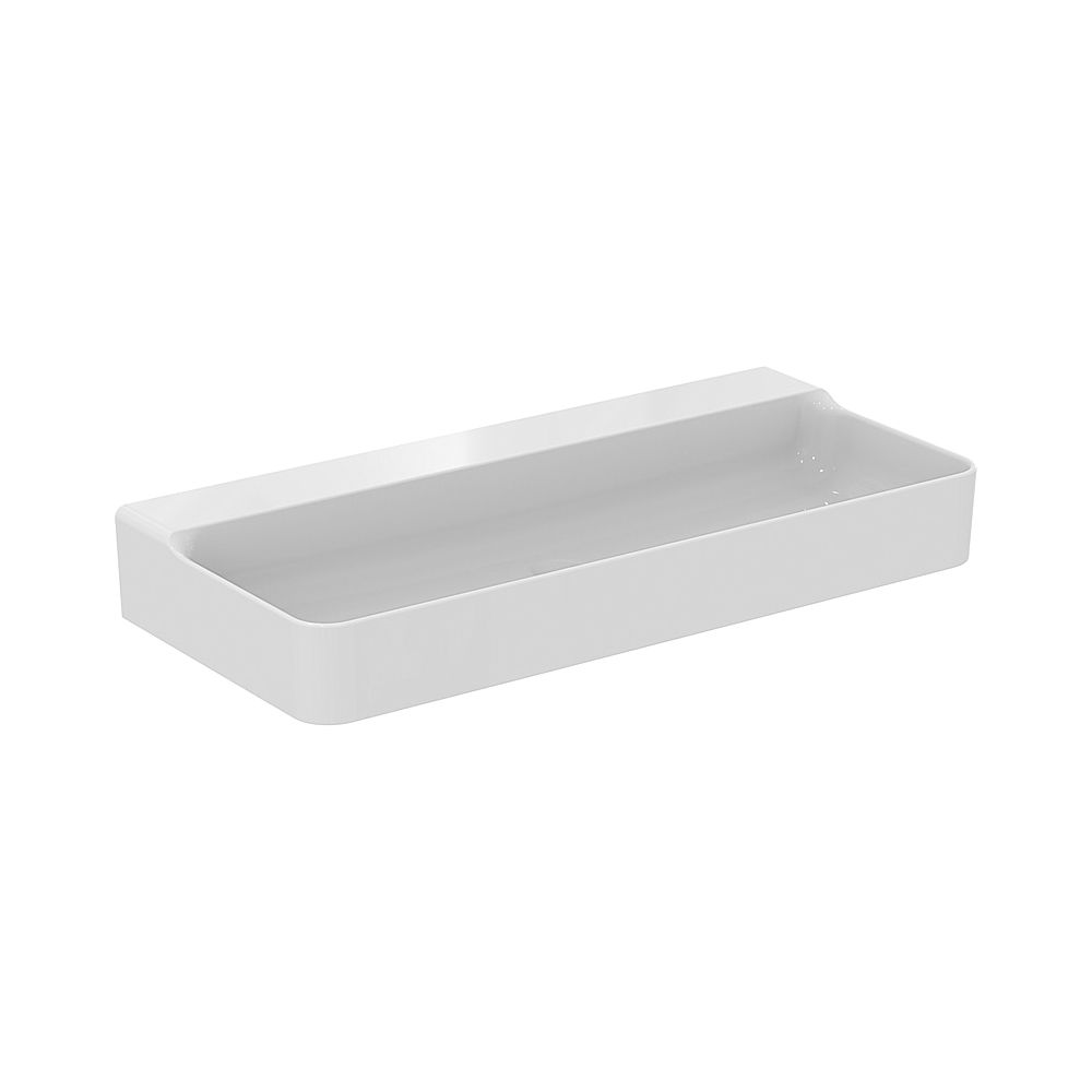 Lavabo Ideal Standard Conca, sans trou de robinetterie, sans trop-plein 1000x450x145 mm, blanc avec finition IdealPlus