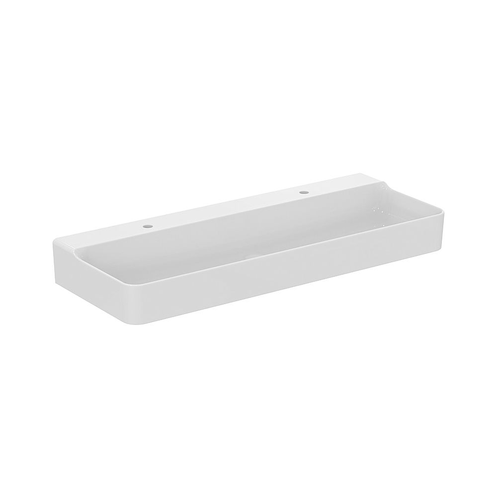 Lavabo Ideal Standard Conca, 2 trous de robinetterie, sans trop-plein 1200x450x145mm, Blanc avec IdealPlus