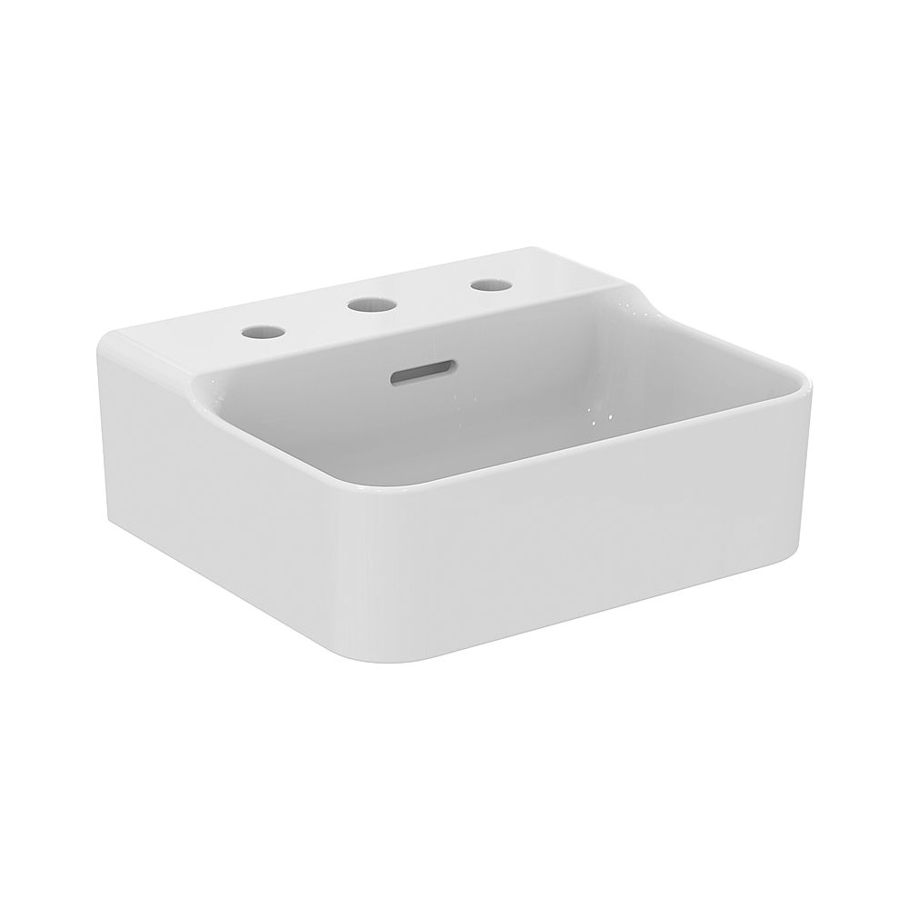 Ideal Standard Lavabo Conca, 3 trous de robinetterie, avec trop-plein 400x350x165 mm, Blanc avec IdealPlus