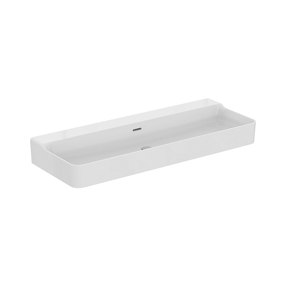 Lavabo Ideal Standard Conca, sans trou de robinet, avec trop-plein 1200x450x165mm, poli, Blanc avec IP