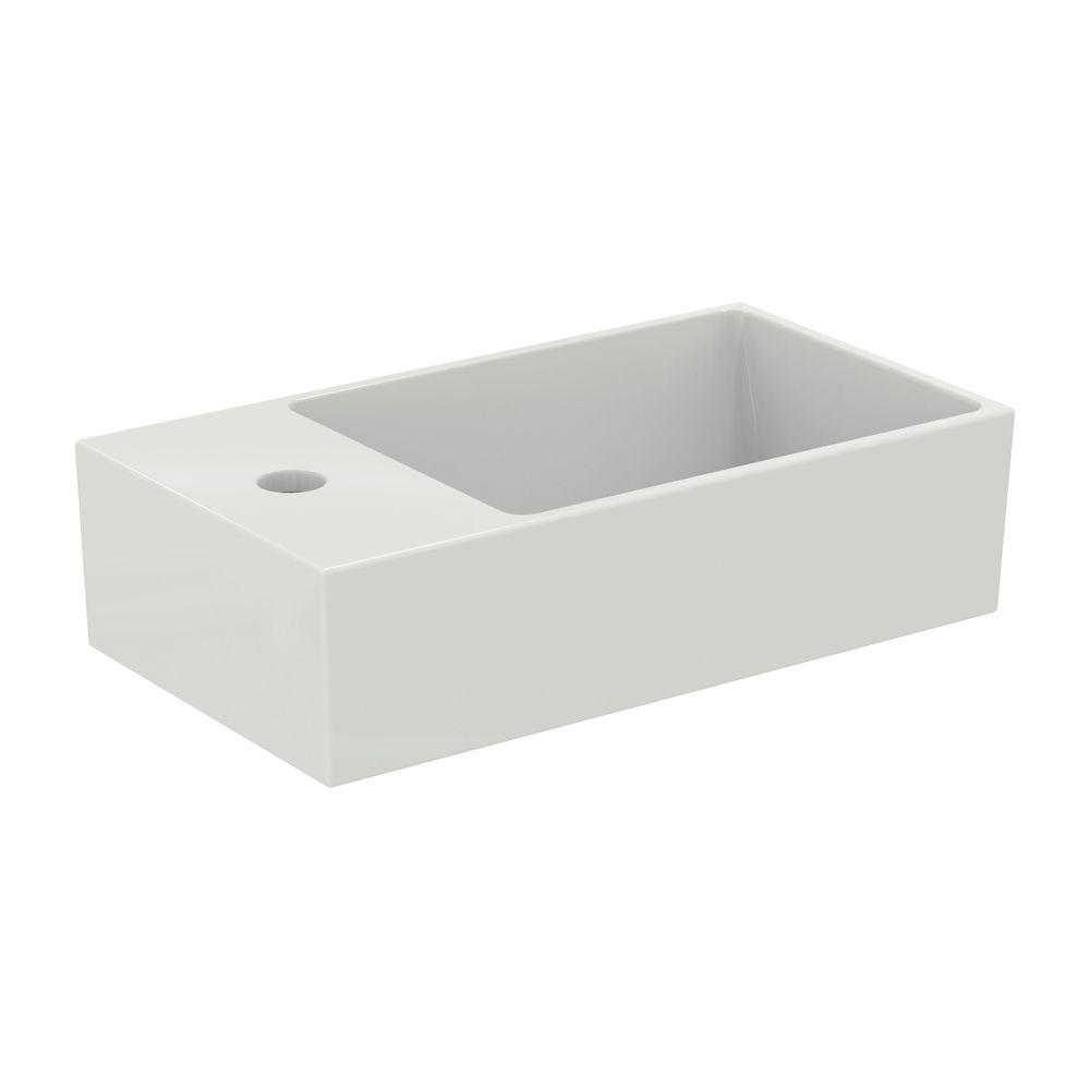 Lavabo Extra Standard Ideal, 1 trou de robinet, avec trop-plein, évacuation à gauche, 450x250x150 mm, Blanc avec IP