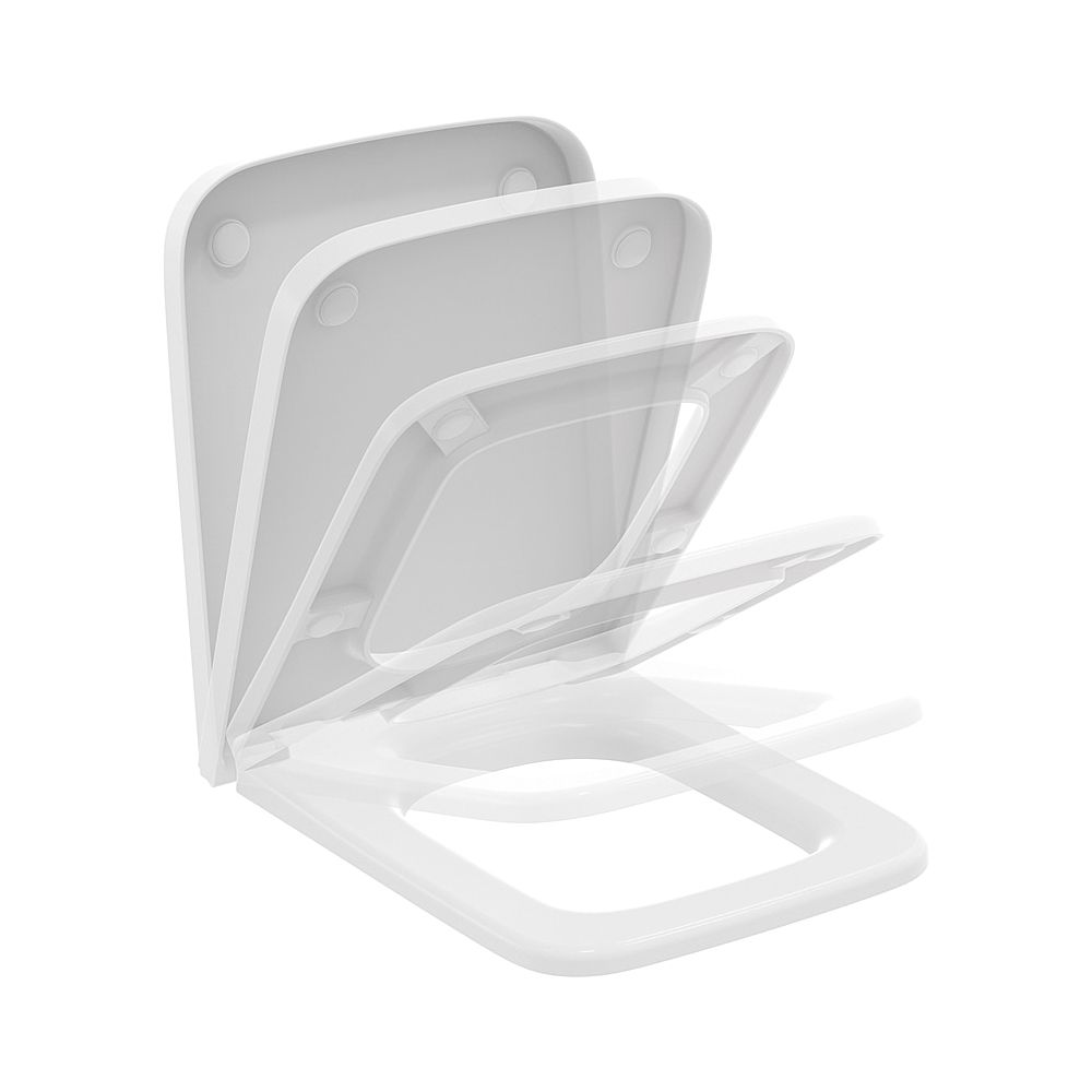Anneau de siège WC Ideal Standard Blend Cube Softclosing 365x455x35 mm Blanc soyeux