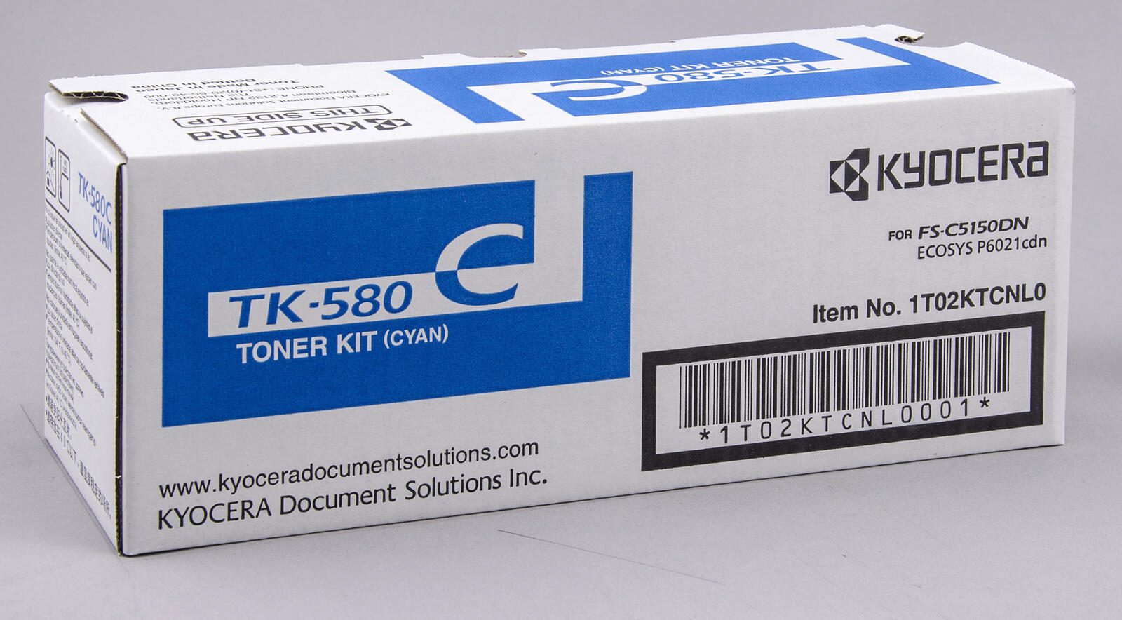 Cartouche de toner cyan Kyocera TK-580C 2 800 pages (1T02KTCNL0) pour ECOSYS P6021cdn, FS-C5150DN