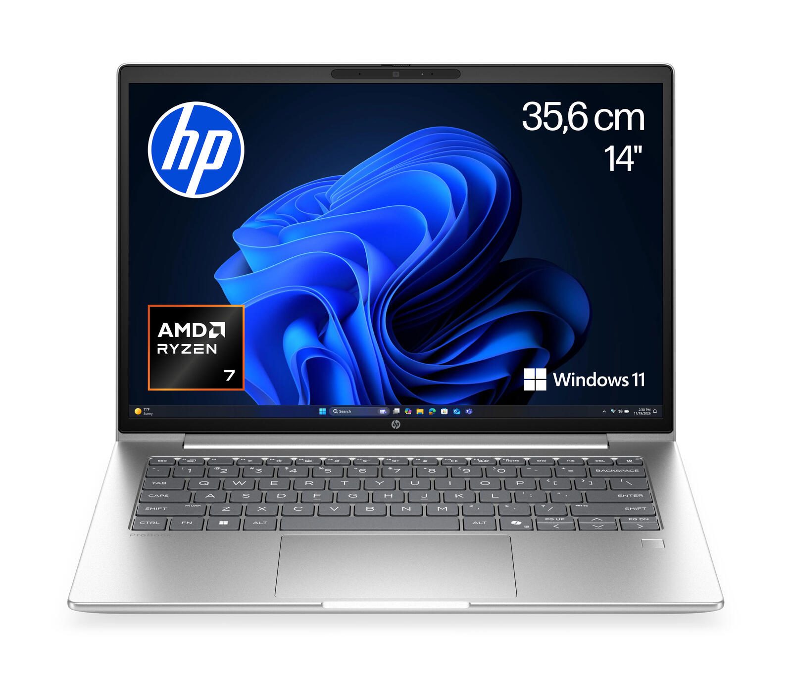Ordinateur portable HP ProBook 4 G2a 14 AI - AMD Ryzen™ 7 250 - 35,6 cm (14") - 32 Go RAM, 512 Go SSD, AMD Radeon™ 780M, WUXGA, Windows 11 Pro