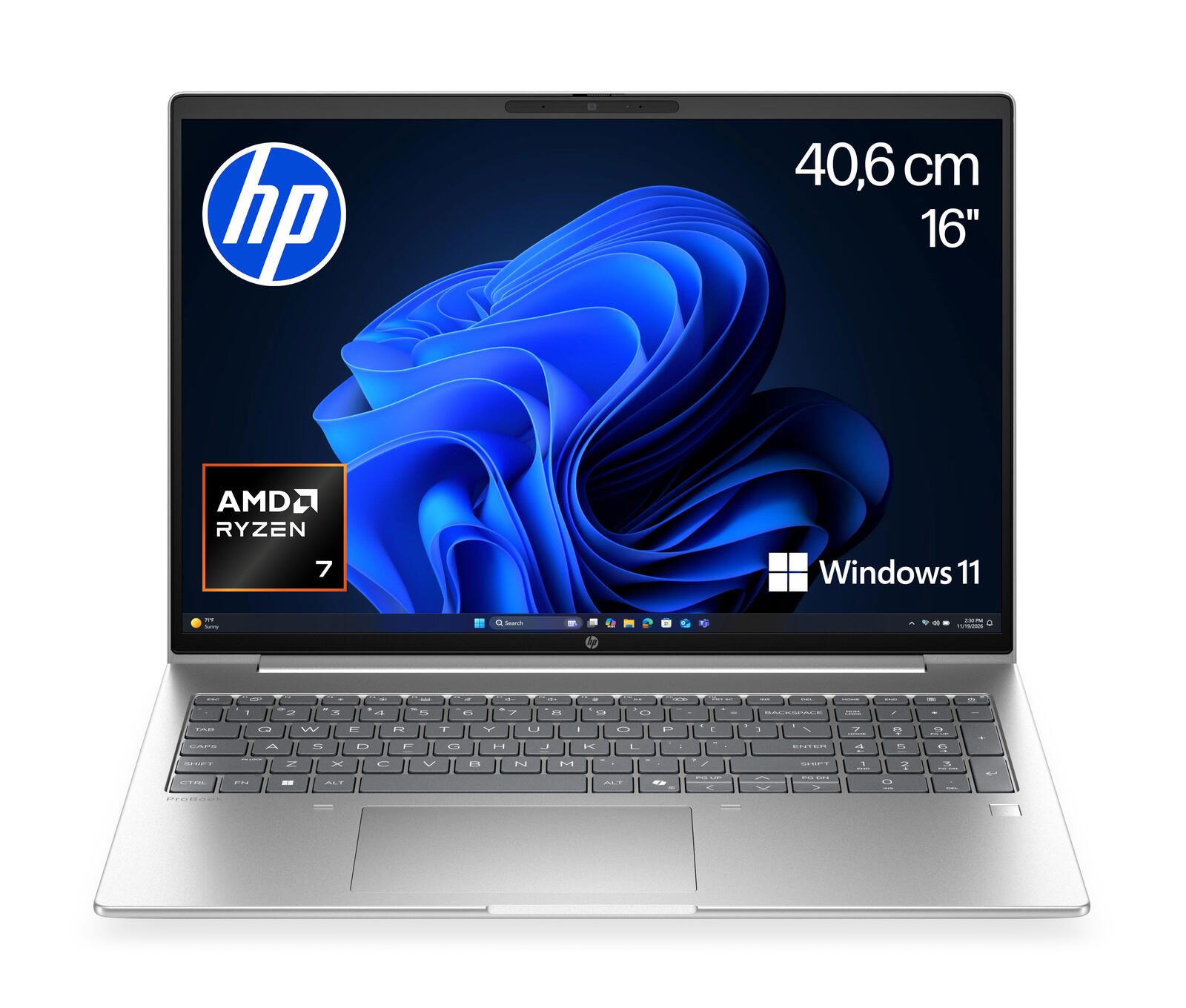 HP ProBook 4 G2a 16 AI - Ordinateur portable AMD Ryzen™ 7 250 - Écran 40,6 cm (16") - 32 Go RAM, 512 Go SSD, AMD Radeon™ 780M, WUXGA, Windows 11 Pro