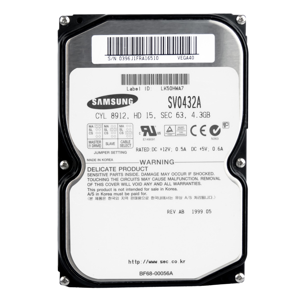 SAMSUNG VOYAGER 6 4.3GB 5.4K ATA 3.5'' SV0432A