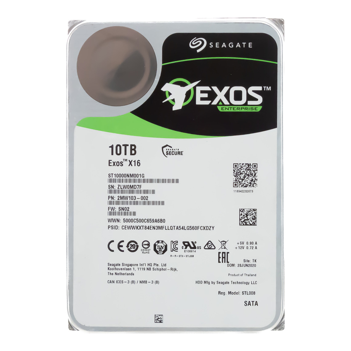 SEAGATE EXOS X16 10TB SATA III 7.2K 256MB 3,5'' ST10000NM001G