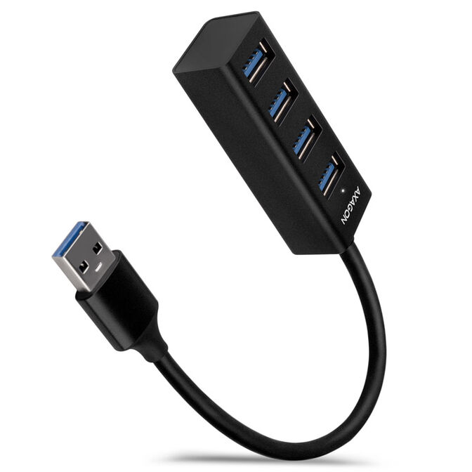 Hub USB-A AXAGON HUE-M1A SuperSpeed, 4x USB 3.0 - 20 cm, noir
