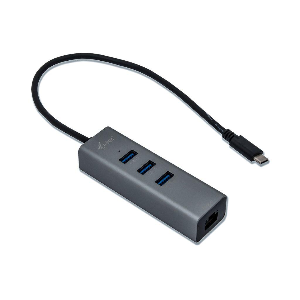 Hub USB-C I-TEC Metal 3 ports avec adaptateur Gigabit Ethernet