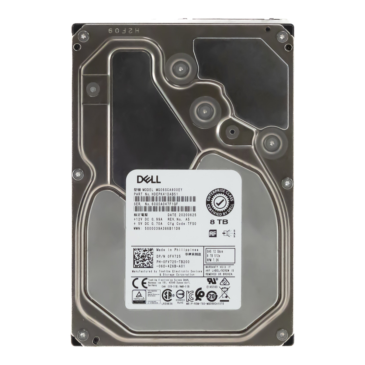 DELL 0FV725 8TB 7.2K 256MB SAS-3 3,5'' MG06SCA800EY