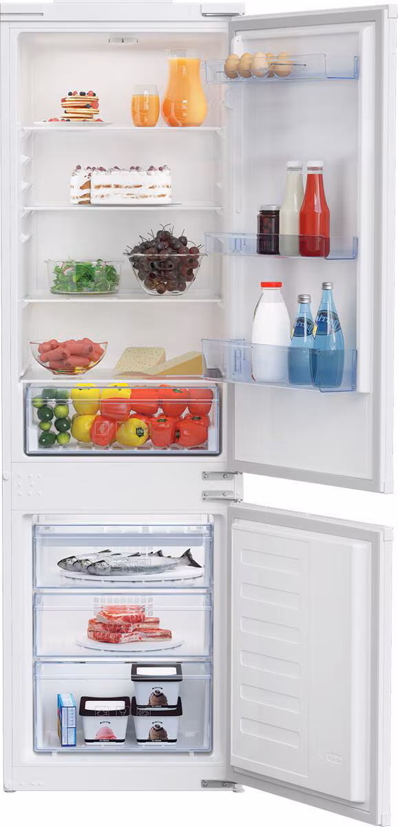 Beko BCSA285K4SN Réfrigérateur-congélateur encastrable, hauteur d'encastrement 178 cm, 271 L, porte coulissante, MinFrost, éclairage LED