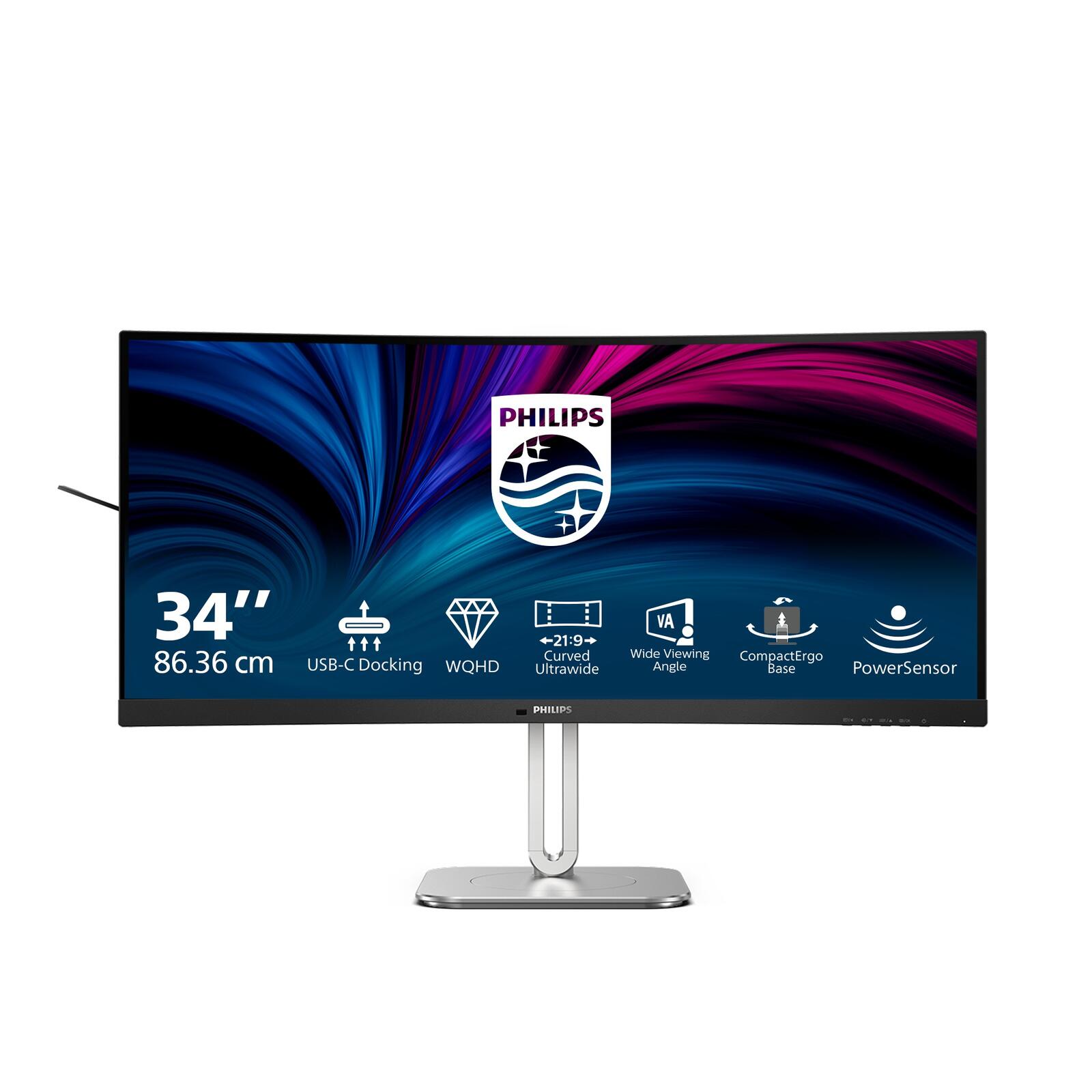 Écran incurvé Philips 34B2U5600C 86,36 cm (34 pouces) 3440x1440@120Hz, VA incurvé 1500R, DisplayPort, HDMI, haut-parleurs, PIP/PBP, Adaptive Sync