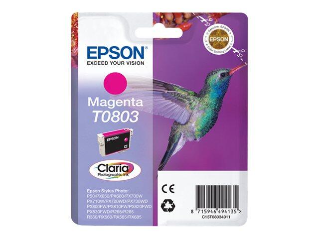 Cartouche d'encre originale Epson T0803 Kolibri magenta 460 pages 7 ml (C13T08034011)