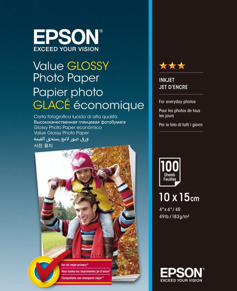 Papier photo Epson Value Glossy 10,0 x 15,0 cm brillant 183 g/m² 1 boîte = 100 feuilles