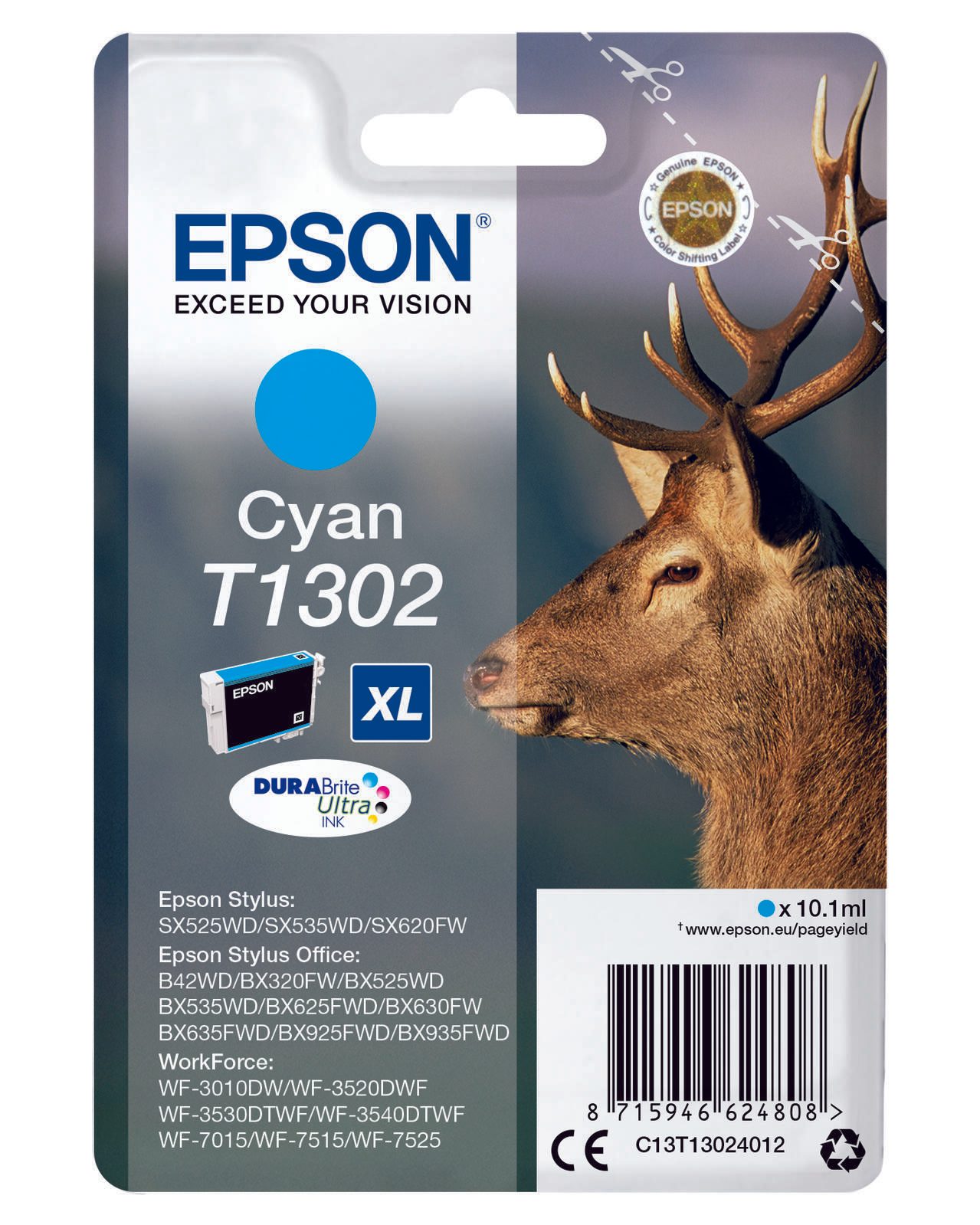 Cartouche d'encre Epson Original T1302 cyan 765 pages 10,1 ml (C13T13024012)