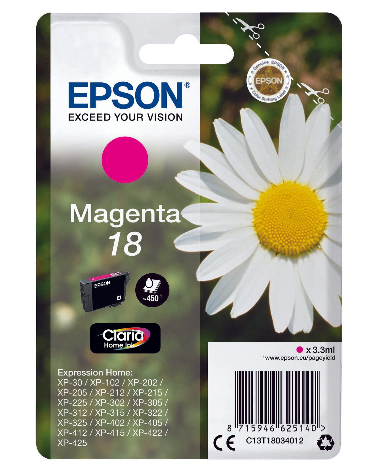 Cartouche d'encre originale Epson 18 - Magenta (C13T18034012)
