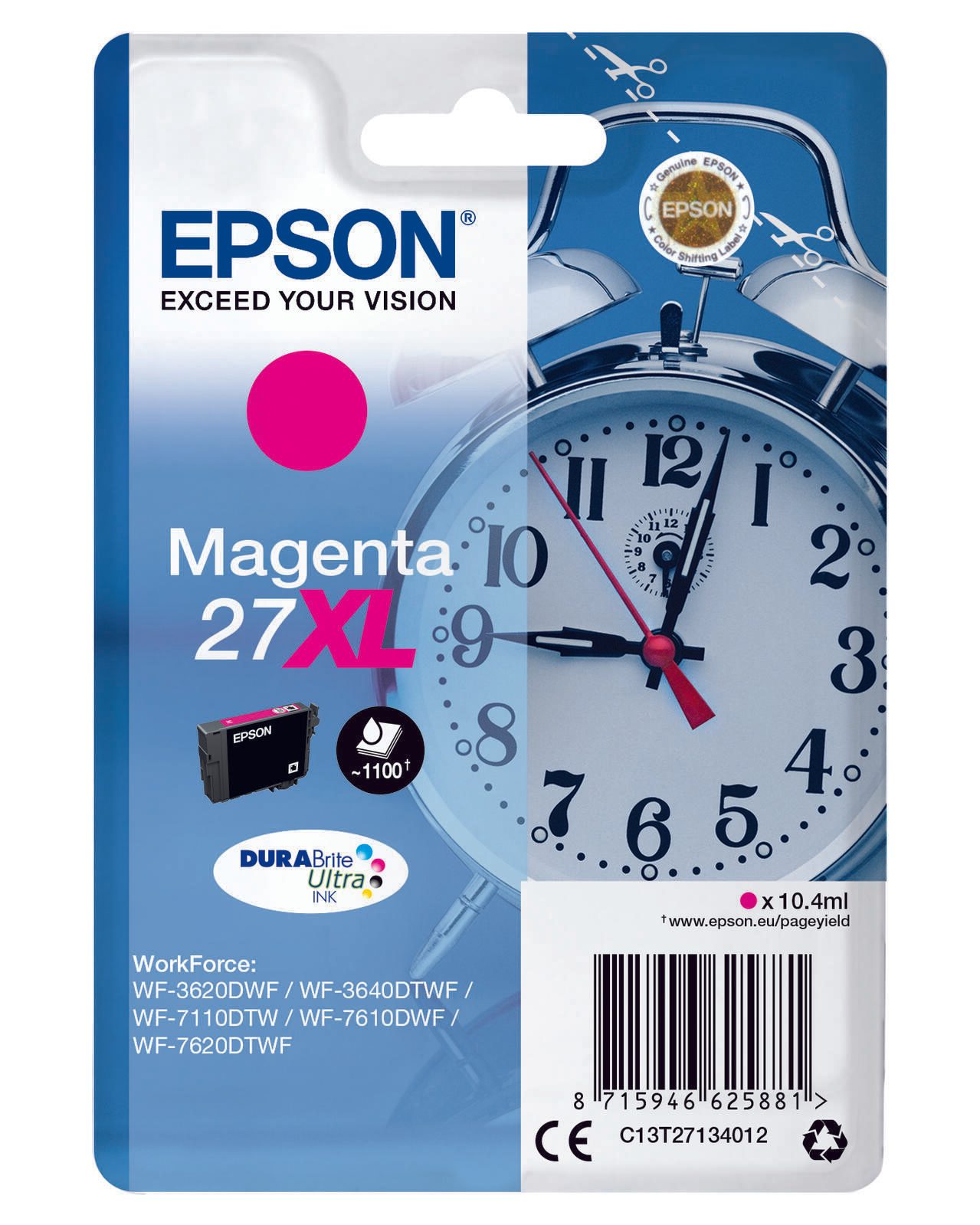 Cartouche d'encre Epson Original 27XL pour réveil-imprimante – magenta (C13T27134012)