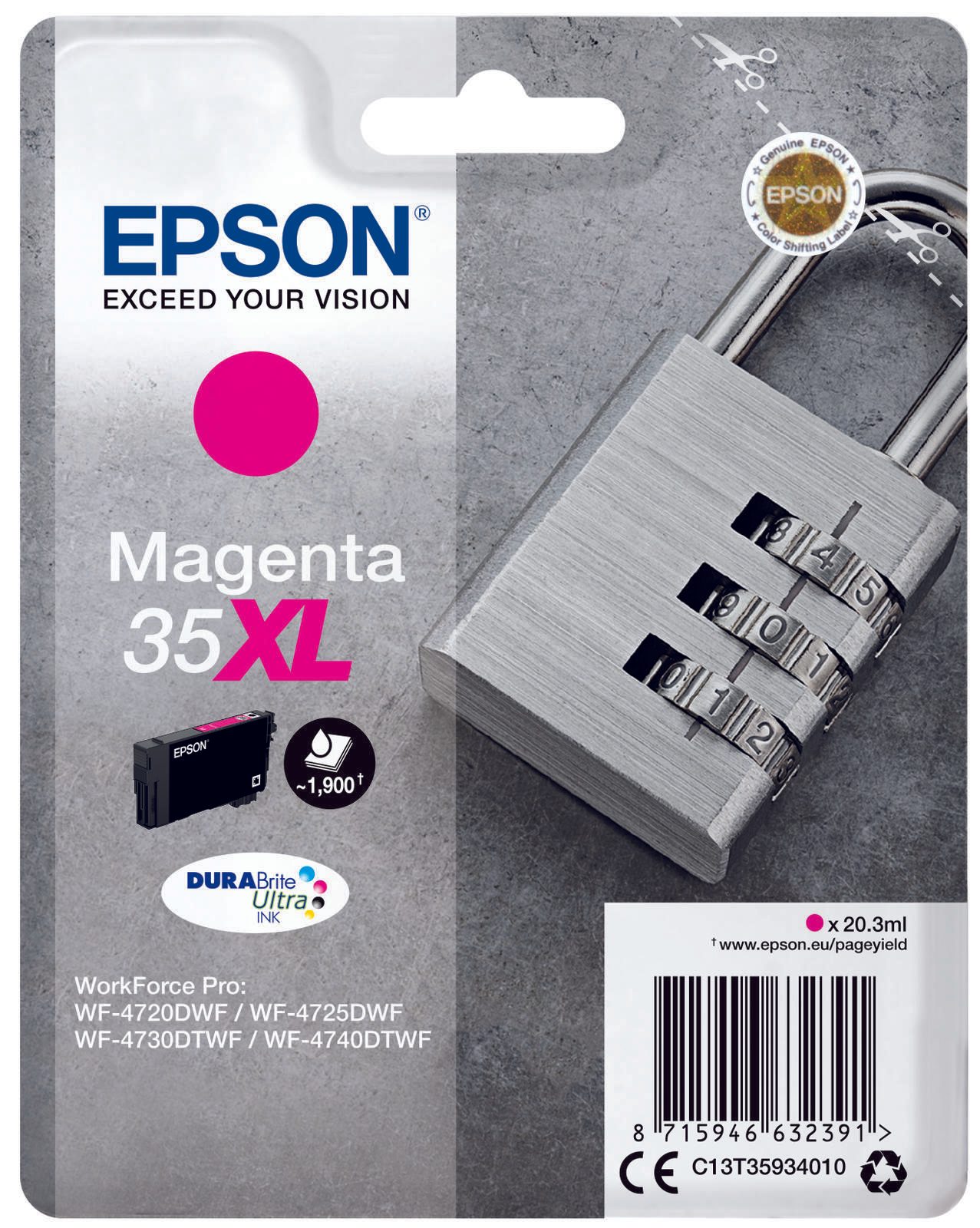 Cartouche d'encre originale Epson 35XL magenta 1 900 pages 20,3 ml (C13T35934010)