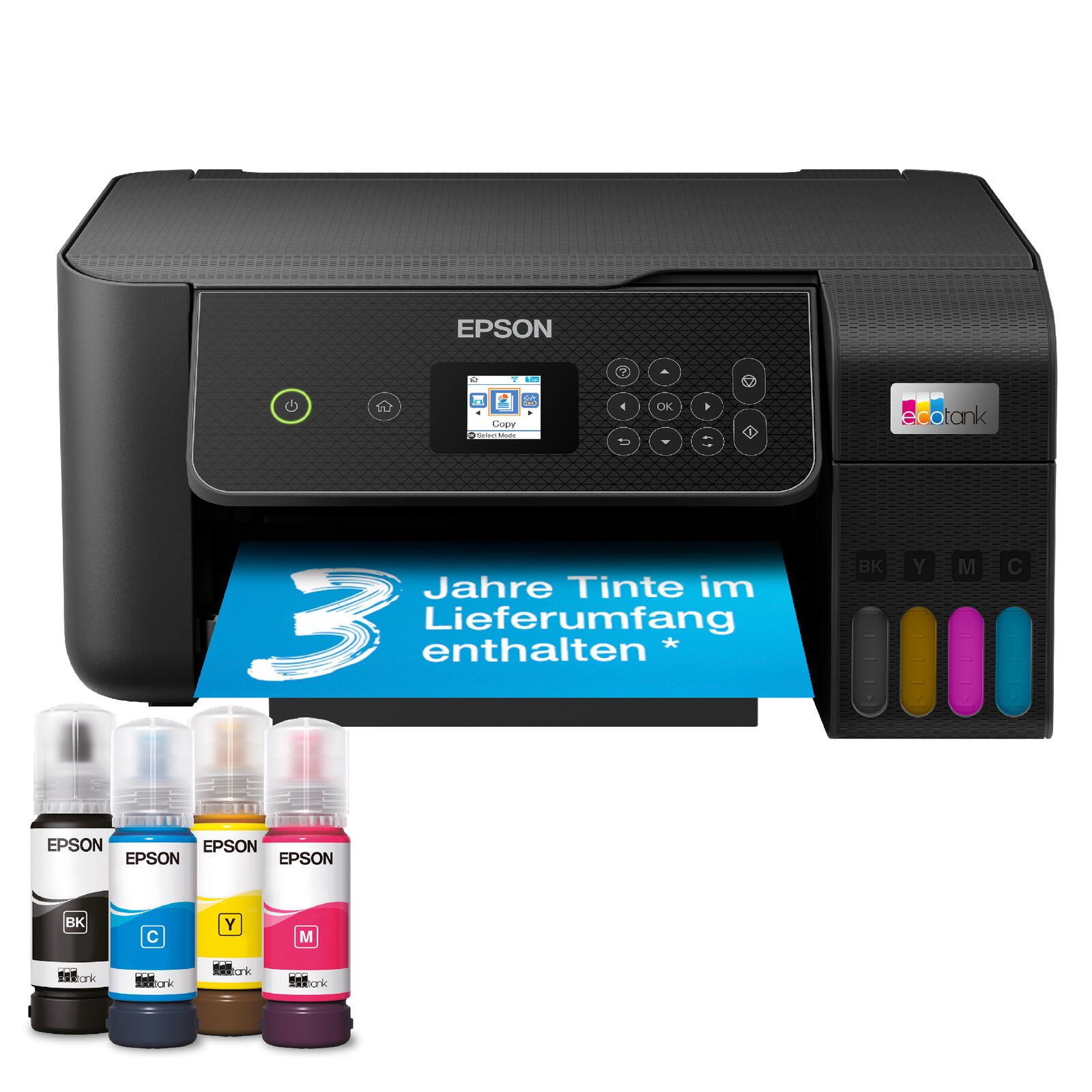 Epson EcoTank ET-2870 Imprimante multifonction à réservoir d'encre A4, 3-en-1, imprimante, scanner, photocopieur ; 3 ans d'encre incluse