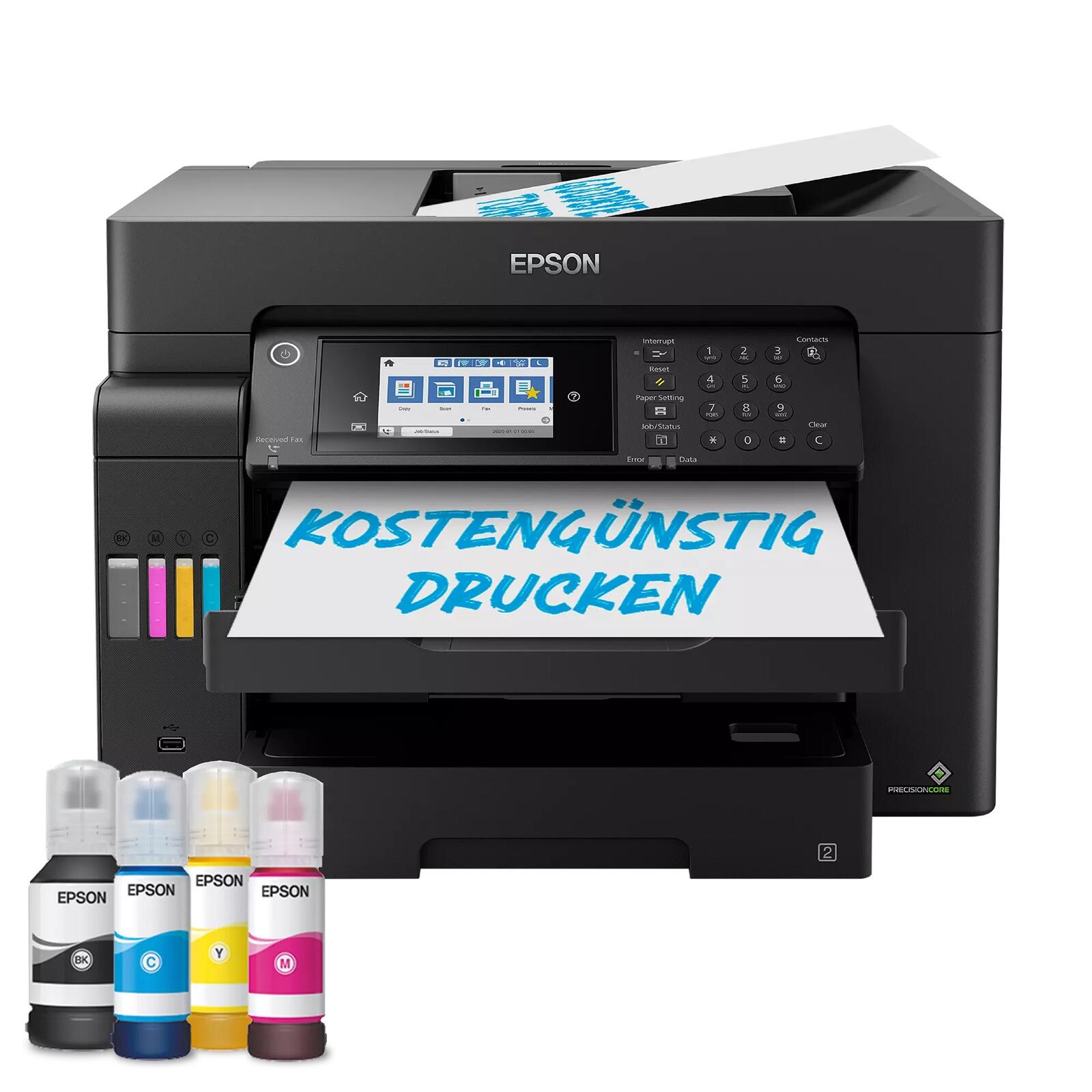 Imprimante multifonction à réservoir Epson EcoTank ET-16655 format A3, 4-en-1, imprimante, scanner, photocopieur, fax, 3 ans d'encre incluse